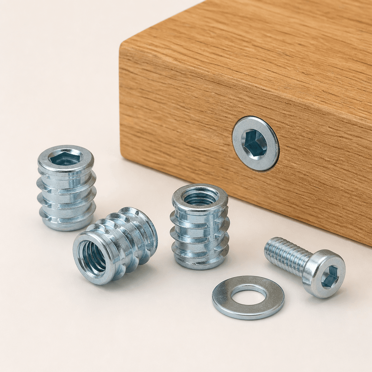KI-generierte Symbolabbildung für Gewindeeinsätze M6 × 15 mm